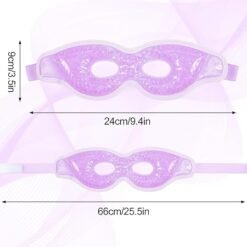 Gelmaske Violett mit Maßangaben: 9 cm Höhe und 24 cm Bandlänge